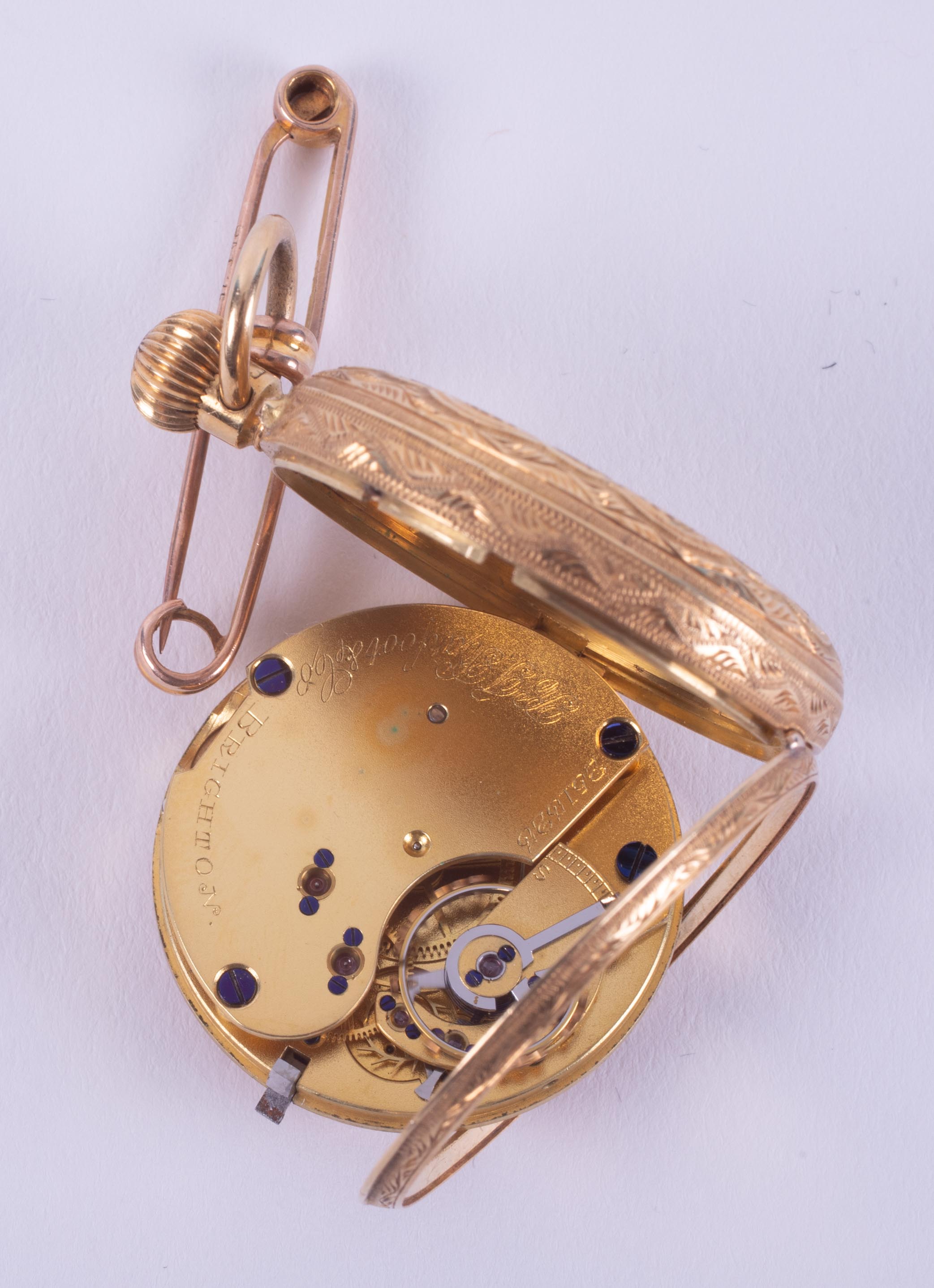 A Victorian 18ct yellow gold ladies keyless fob watch, hallmarked and engraved inside on the - Image 2 of 4