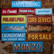 An original signwriters sign, hand painted in oil based enamel paint, the base colours mainly in oil