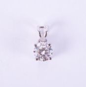 A 14ct white gold pendant set with a 0.50 carat round brilliant cut diamond, colour F, VS2