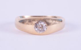 An 18ct yellow gold ring set with an old round cut diamond, approx. 0.40 carats, approx. colour F-