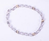 A silver & 18ct yellow gold Tiffany & Co curb link bracelet, stamped Tiffany & Co, 925 Italy &