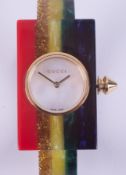 Gucci, a vintage Gucci web rainbow ladies bangle watch with mother of pearl dial and multi-