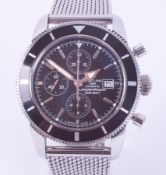 Breitling, a gent's Breitling Super Ocean Heritage chronograph black dial wristwatch with a