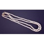 Ciro, a double row of cultured pearls ranging from 4.5mm to 8mm, length 16", strung to a 9ct