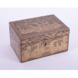 Tea Caddy, a 19th century Chinese Export gilt lacquered with rising lid and lead interior, height