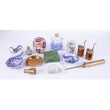Various china wares and objects to include a small Doulton vase, Copeland Spode blue and white tea