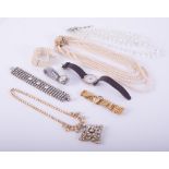 A selection of costume jewellery including faux pearl multi-strand necklace & bracelet, bracelets,
