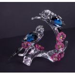 Swarovski Crystal Glass, pair of beautiful 'Magpies', boxed. In this stunning piece, a pair of