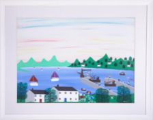 Gordon Barker (contemporary Devon artist), 'Harbour Scene', signed and dated 94, acrylic, 55cm x