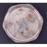 An Edw.VII silver salver, Sheffield hallmark, circa 1904-05, makers mark H.A, diameter 38cm, approx.