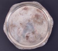 An Edw.VII silver salver, Sheffield hallmark, circa 1904-05, makers mark H.A, diameter 38cm, approx.