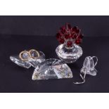 Swarovski Crystal Glass, a small collection including 'Vase Of Flowers', 'Ballerina Shoes' etc,