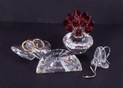 Swarovski Crystal Glass, a small collection including 'Vase Of Flowers', 'Ballerina Shoes' etc,
