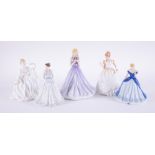 A collection of four Royal Doulton ladies including 'Gift of Love', 'The First Noel' together with