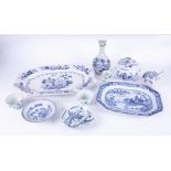 A collection of Chinese 19th century and later blue and white china comprising plater, vase, small