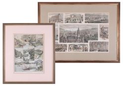 Two Antiquarian prints scenes of old Plymouth including hand coloured print from the London