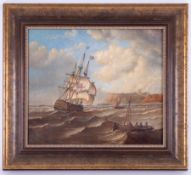 Henry Redmore, British 1820-1887, a 19th Century Marine Painting, oil on Canvas showing HMS