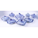 A collection of 19th century blue and white transferware to include three Masons Ironstone tureen