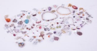 A large selection of mixed silver gemstone & paste set jewellery to include gemstones peridot,