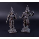 Two bronze deity figures, 22cm.