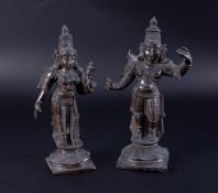 Two bronze deity figures, 22cm.