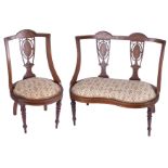 An Edwardian mahogany and inlaid decoration 'Childs parlour set' comprising a side chair, height