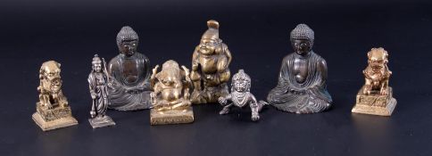 A small collection Asian bronzes and other metal figures to include two Buddhas etc, tallest 8cm (