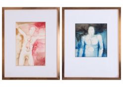 Beckwith, a pair of watercolours, anatomical figure studies, circa 1980's, signed, 26cm x 18cm,