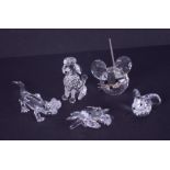 Swarovski Crystal Glass, 'Crocodile' boxed, 'Poodle' boxed, 'Rabbit' boxed, 'Crab' boxed and 'Mouse'