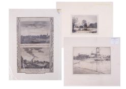 Leslie Moffatt Ward (1888-1978), Low Tide, Hammersmith, dry point, signed, mounted, together with