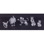 Swarovski Crystal Glass, small collection of Foxes, Elephants etc, boxed.