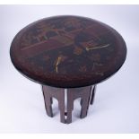 A Chinese lacquered occasional table decorated with an oriental scene, height 35cm.