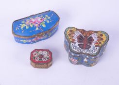Three small trinket boxes including Limoges (3).