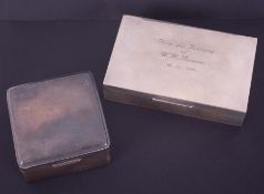 A Geo V silver tobacco box, Birmingham hallmark, circa 1926-27, makers mark A