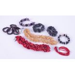 A mixed lot to include a coral bead necklace, coral bead bracelet, both with silver clasps, total