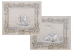 Nicholas. M. Condy (1793-1857) a pair pencil sketches, each titled, Americas Cup Defender 'Catch