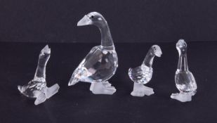 Swarovski Crystal Glass, a small collection of 'Geese', boxed.