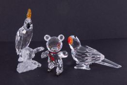 Swarovski Crystal Glass, a collection including 'Parrot', 'Cockatoo' and 'Kris Bear On Skates',