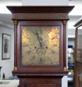 A Georgian oak cased eight day Longcase Clock, the brass dial inscribed, J. Skinner, Exeter, two