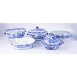 A collection of 19th century blue and white transferware to comprise three Masons Ironstone tureen