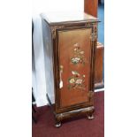 A modern oriental and lacquered cabinet, decorated with birds and flowers, height 81cm.