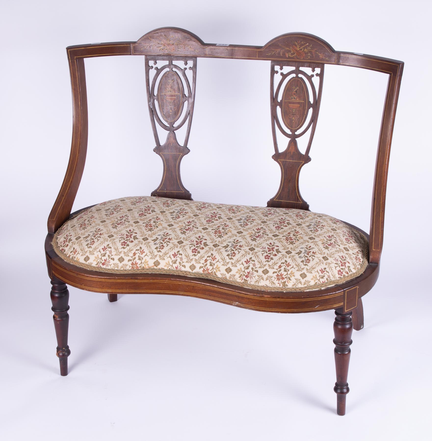 An Edwardian mahogany and inlaid decoration 'Childs parlour set' comprising a side chair, height - Image 2 of 3