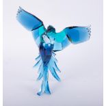 Swarovski Crystal Glass, a fine pair of Paradise Birds 'Parrots, blue', boxed. Swarovski’s Crystal