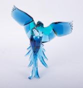 Swarovski Crystal Glass, a fine pair of Paradise Birds 'Parrots, blue', boxed. Swarovski’s Crystal
