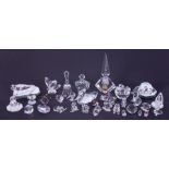 Swarovski Crystal Glass, a collection to include Duck, Mushrooms, Chicks, Mouse, Dog etc (