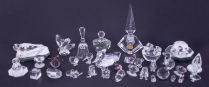 Swarovski Crystal Glass, a collection to include Duck, Mushrooms, Chicks, Mouse, Dog etc (