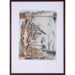 Glynn Thomas, original signed etching, Hammersmith Bridge, 34cm x 150cm, 37cm x 27cm, framed and