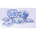 A collection of 19th century blue and white transferware including two Masons Ironstone serving