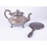 A William IV silver teapot, Sheffield hallmark, circa 1833-34, makers mark indistinct, approx. 24.