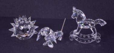 Swarovski Crystal Glass, 'Dachshund dog' (boxed but not the correct one), 'Rocking Horse' boxed, and